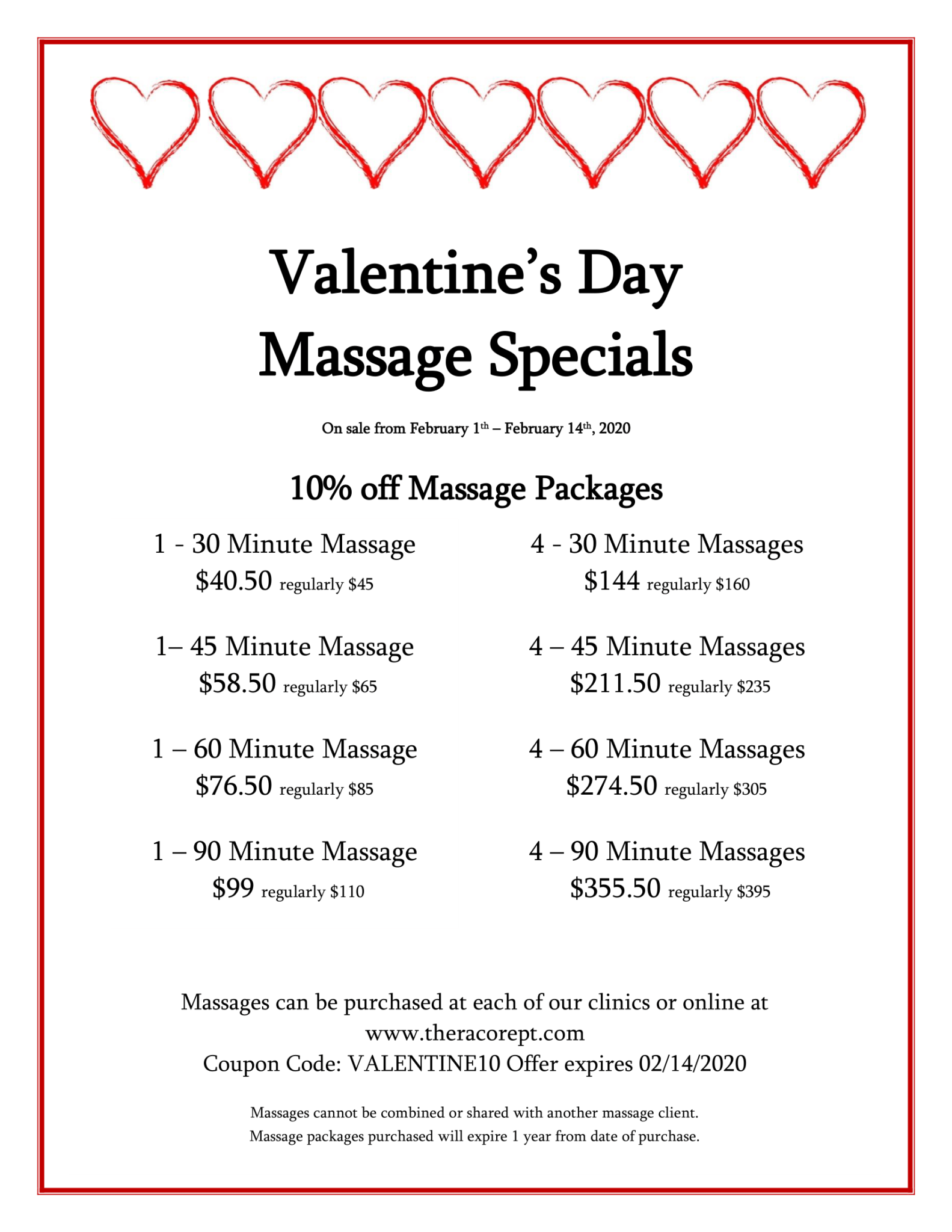 Valentines Day Massage Specials Theracore 